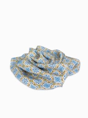 NWT SILKLETTE Kaleidoscope 100% Fine Silk Kerchief Scarf BLUE + WHITE